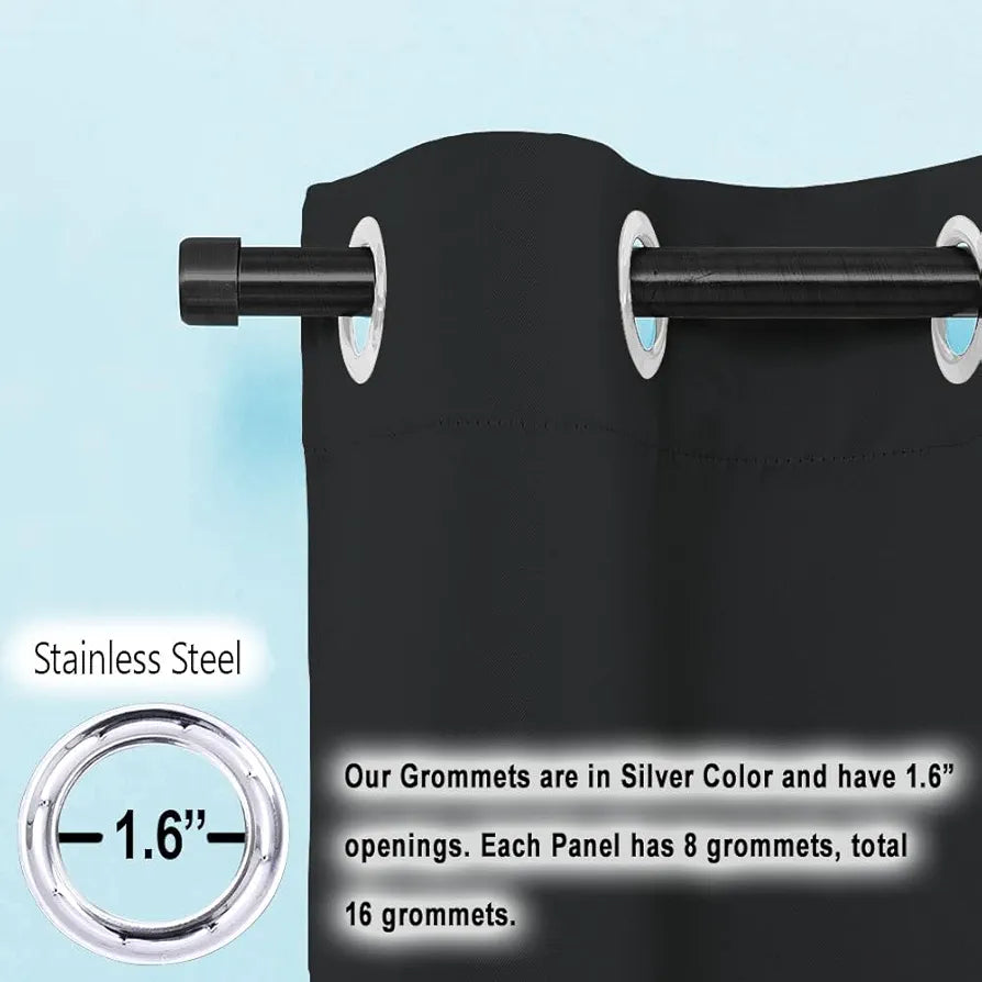 Cloth Fusion Blackout Door Curtains 9 Feet Long Set of 2 Black Colour