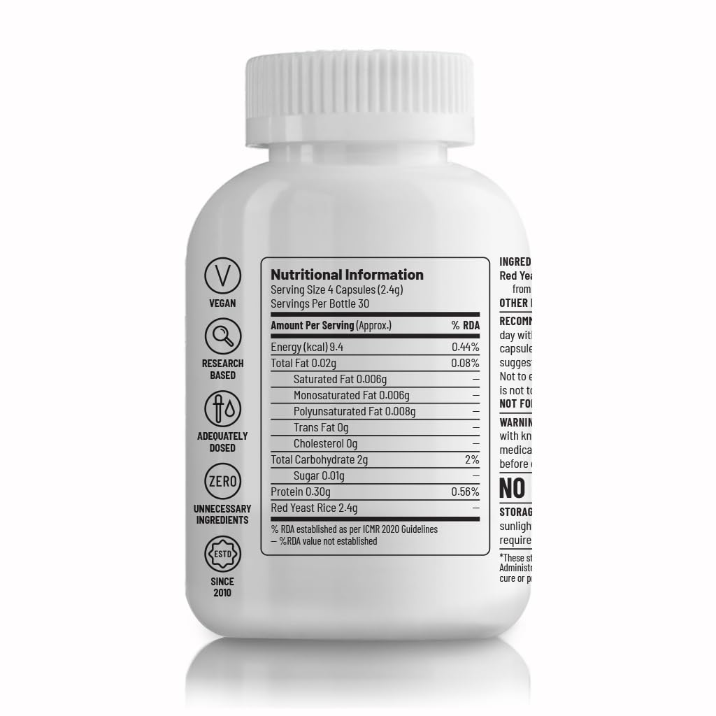 Unived Red Yeast Rice, 1200mg Per Serving, For Heart Health & Cholesterol Management, 120 Capsules