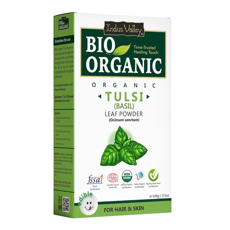 Indus Valley 100% Organic Tulsi Powder | Natural Tulsi Leaf Powder for Face & Skin Care - 100 gm
