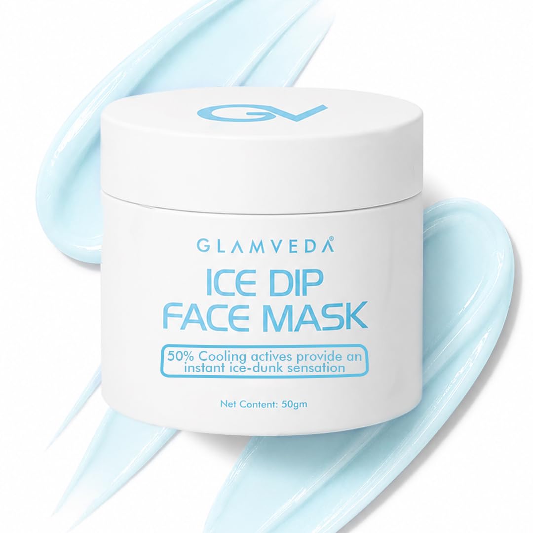Glamveda Hyaluronic acid Ice Dip Cooling Face Mask | Instant Ice-Dunk Sensation | For Instant Hydration, Skin Tightening & Pore Reduction| Boosts Collagen Production | Skin Brightening face Mask | 50g