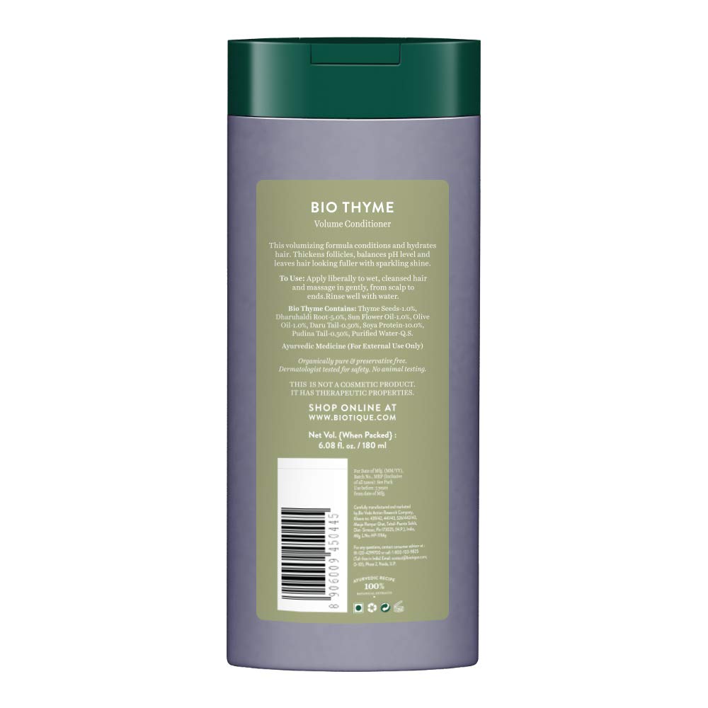 Biotique Bio Walnut Bark Fresh Lift Body Building Shampoo For Fine & Thinning Hair, 190Ml & Biotique Bio Thyme Volume Conditioner for Fine and Thinning Hair, 180ml