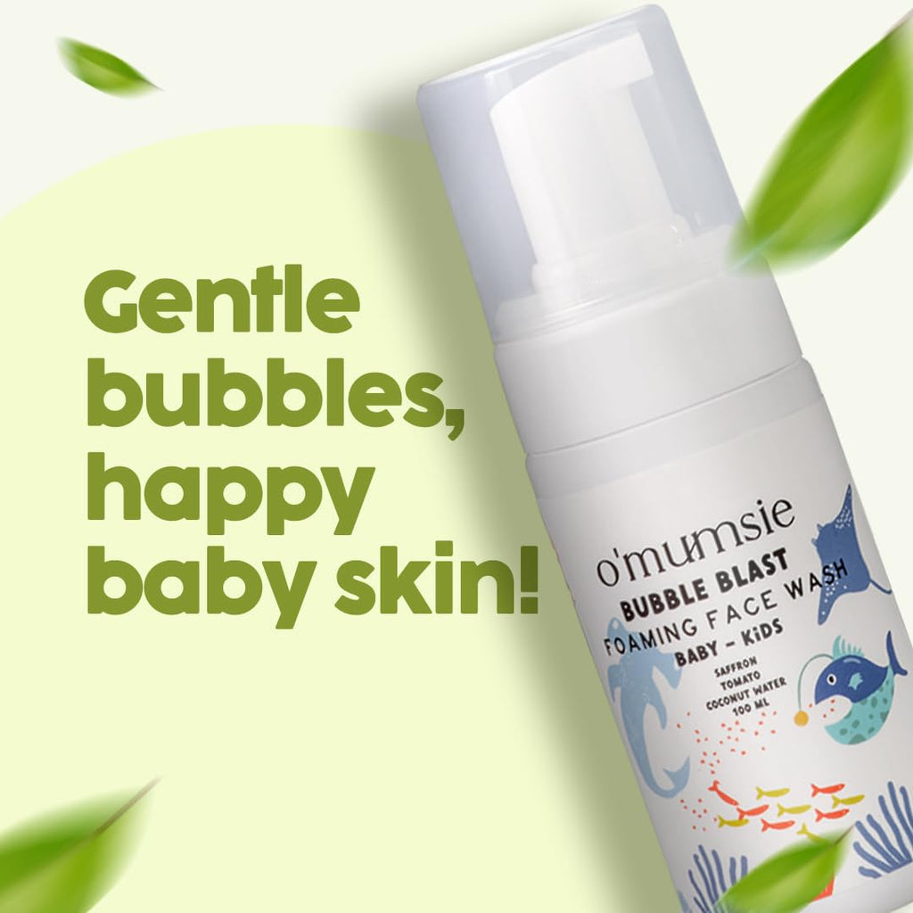 Omumsie's Bubble Blast Kids Foaming Face Wash | Gentle, Tear-Free Formula | Natural Ingredients for Sensitive Skin | Dermatologist Tested | 100ml