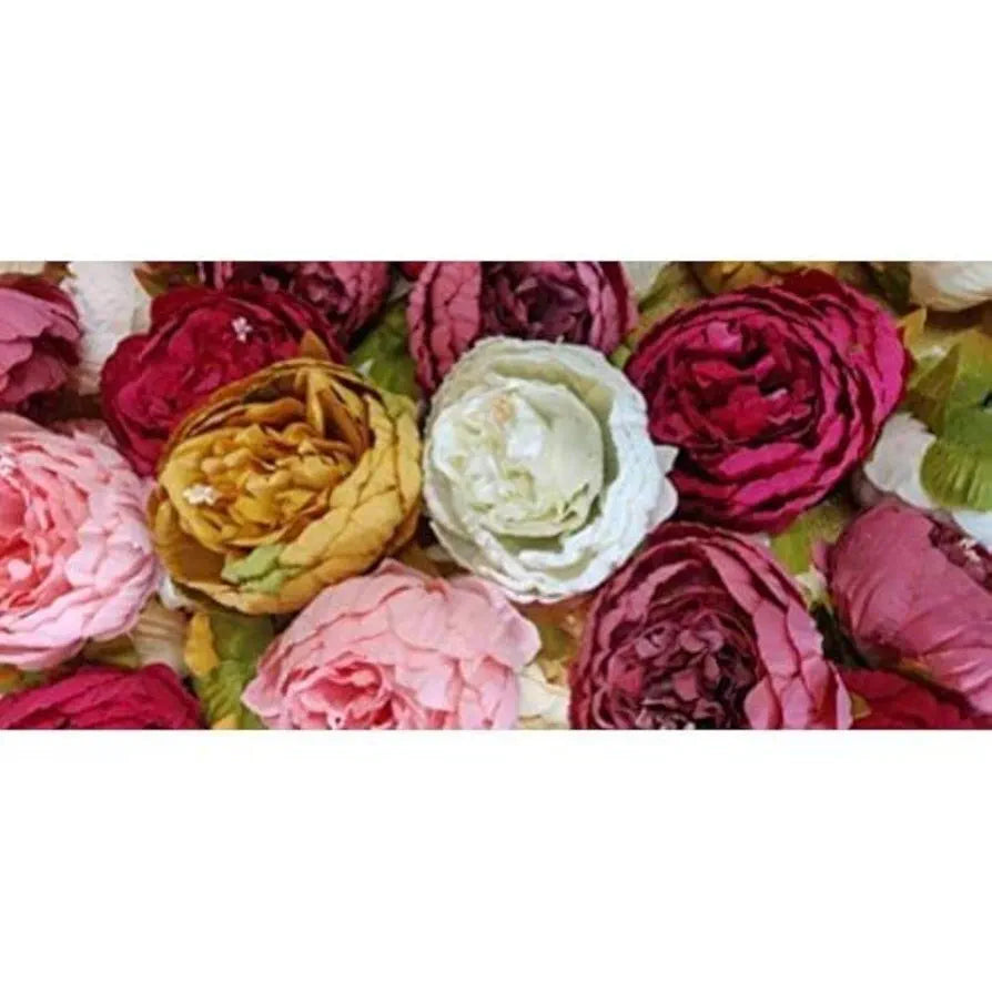 6 Pcs Artificial Fabric Rose Flower Heads Handmade Peony Style Flowers Dark Pink