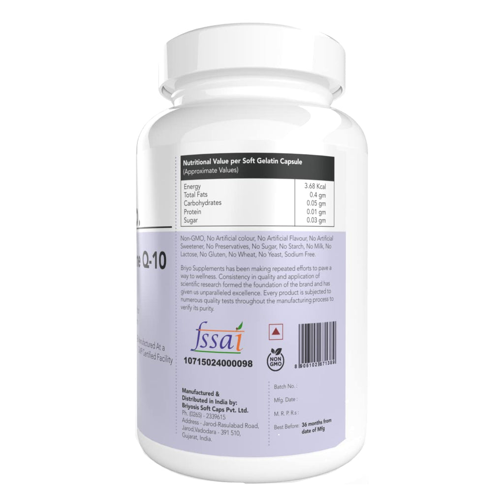 Briyosis CoenzymeQ10 + Omega 3-150 mg Omega 3 + 100 mg Omegas 3 with Lycopene and Selenium for Heart Health, Cellular Energy, Antioxidant Support