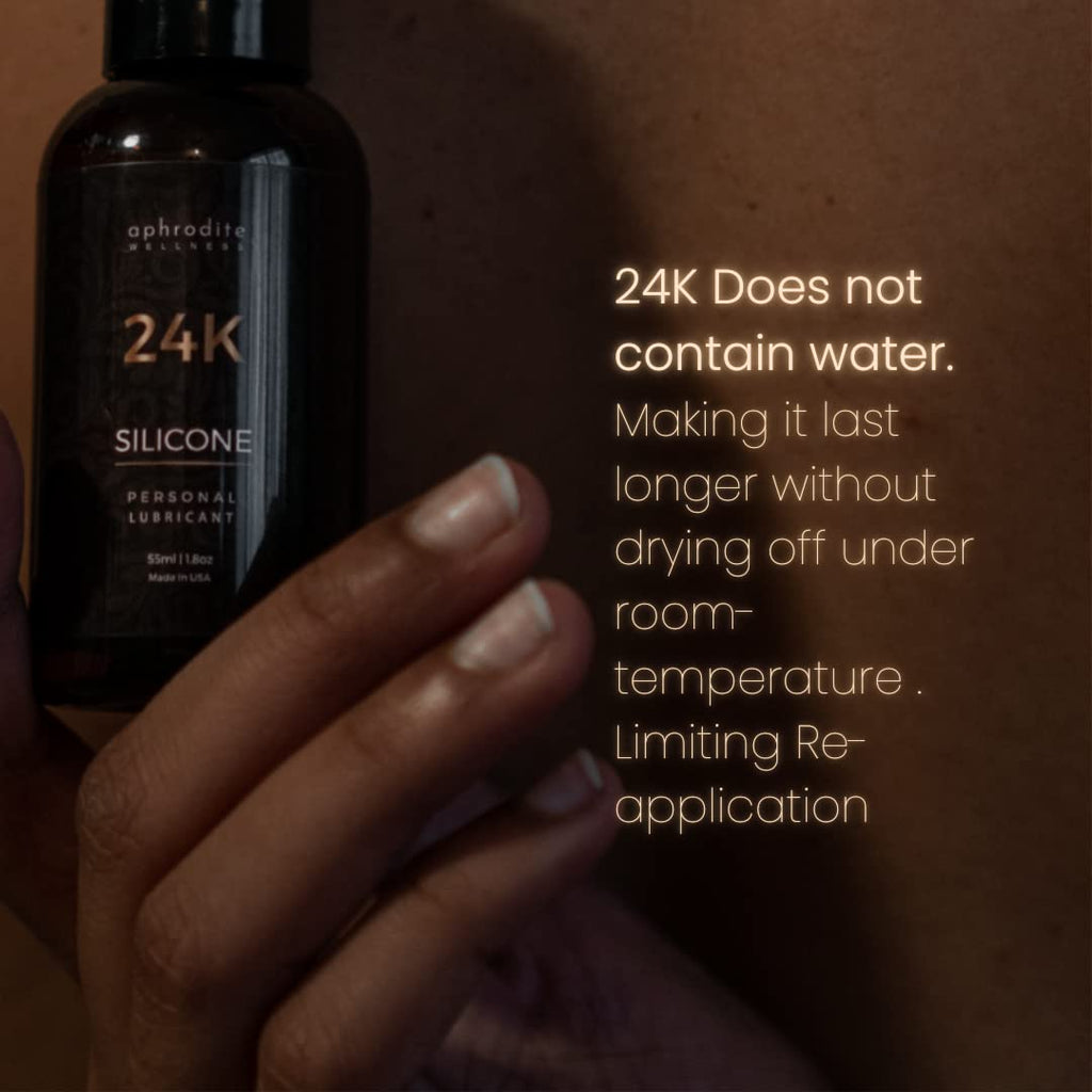 Aphrodite Wellness 24K Silicone-Based Personal Lubricant | Flavourless, Odourless, Hypoallergenic, Non-Sticky, Ultra Smooth, Waterproof Lube – Made for Sensitive Skin – 55ml