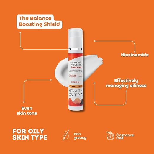 Health Sutra Niacinamide Oil Control Sunscreen for Oily Skin SPF 50 PA++++ - 50 ml