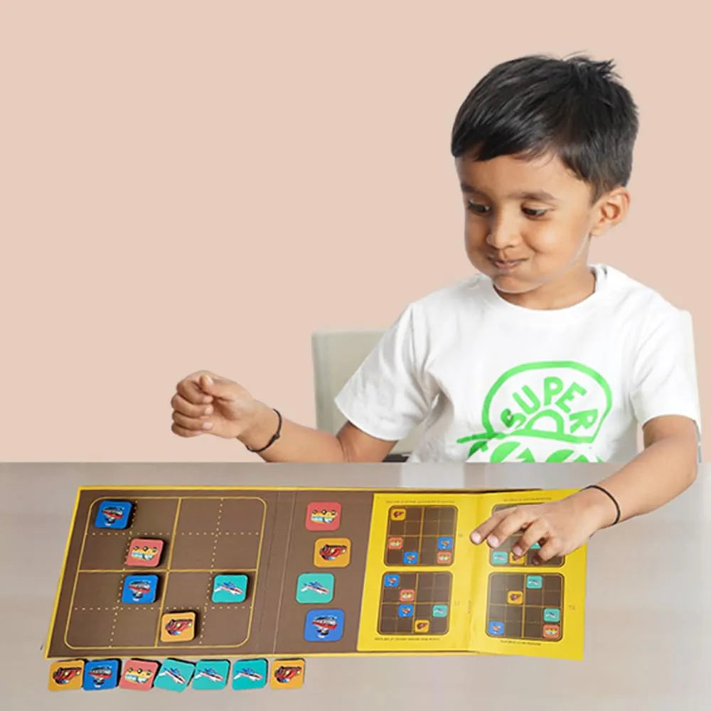 Pelikas Toyz Magnetic Sudoku for Kids 5-7 Years - Travel Games for Kids Ages 4-8 - Educational Brain Teaser Puzzle - Transport Picture Logic Toy - Birthday Gift for Boys & Girls 5+