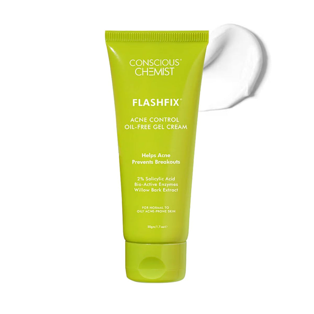 Conscious Chemist® 2% Salicylic Acid Cream | 50g | Acne Spot Corrector | Moisturizer for Oily Acne Prone Skin, Face Cream for Men & Women, Overnight Acne & Oil Control, Itchiness & Redness, Non greasy Gel Cream - Flashfix