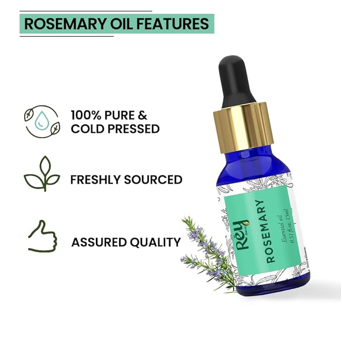 Rey Naturals Rosemary Oil For Hair Growth Essential Oil - 15 ml (Pack of 2)