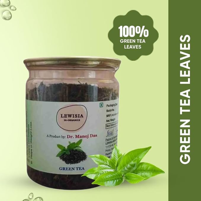 Lewisia Inorganics Green Tea Leaves Reduces Waist - 80 gms
