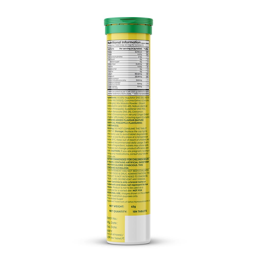 PLIX The Plant Fix Garcinia Bubbly Effervescent  Ginger, Cinnamon -15 tabs