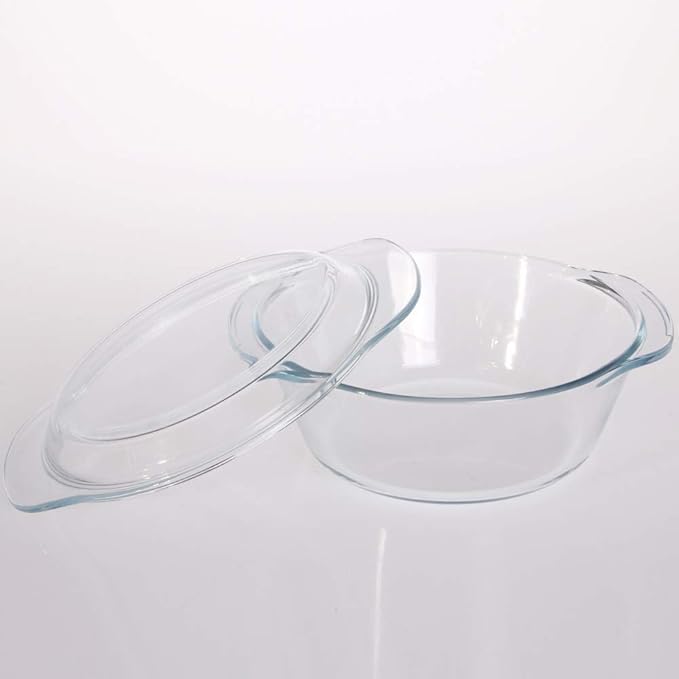 Femora Borosilicate Serving Bowl | Glass Casserole Set, Glass Bowl With Lid, Freezer Safe, Microwave Safe Bowl Set | 1000 Ml