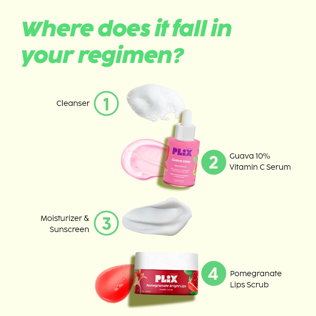 PLIX   Guava Face Serum and Pomegranate Lip Scrub (20 ml + 15gm)