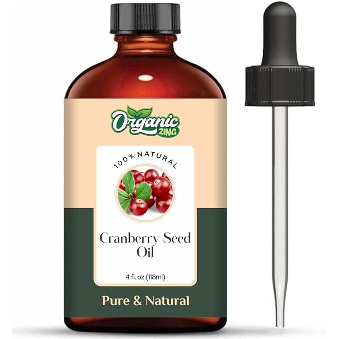 Organic Zing Cranberry Seed (Vaccinium Subg. Oxycoccus) Oil | Carrier Oil for Skincare, Hair Care & Massage - 118 Ml