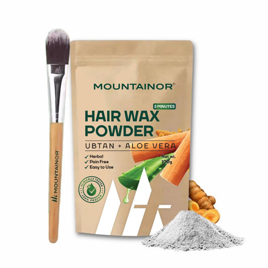 MOUNTAINOR Turmeric Hair Removal Wax Powder for Face & Body - Women, Clinically Tested Herbal Facial 5Min Non-strip, Painless, No Harmful Chemical, Irritation, Skin Rashes 100g