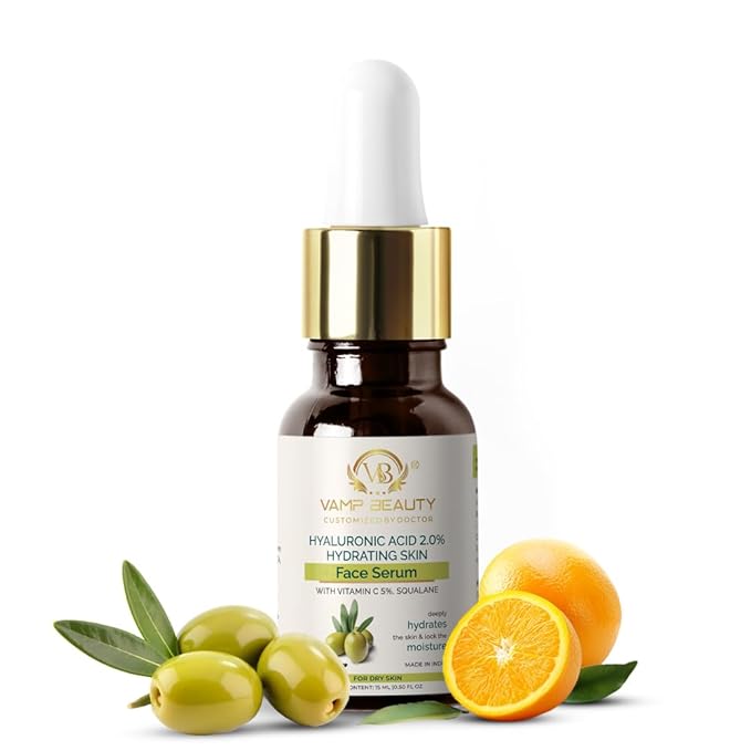 Vamp Beauty Hyaluronic Acid 2% Hydrating Face Serum With Goodness of Vitamin C 5% - 15 Ml