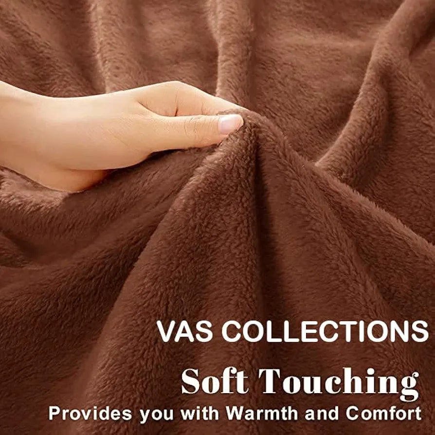 Homekart Premium Solid Color Soft Plush Mink Blanket Ultra Cozy and Warm Silky Soft All-Season Double Bed Blanket TC - 120 Brown