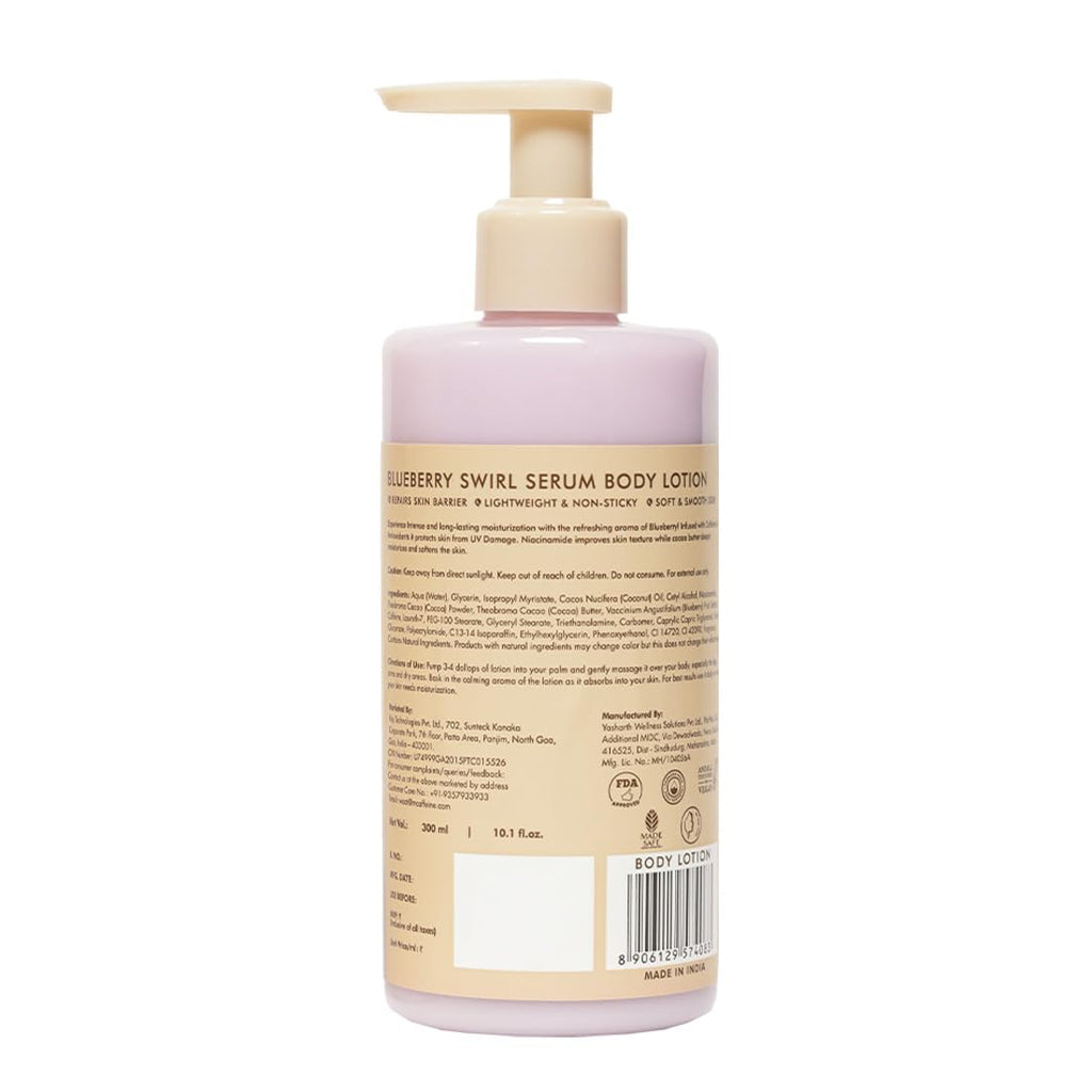 mcaffeine Blueberry Swirl Serum Body Lotion For Women And Men | Dry Skin | Lightweight Moisturizer, Non-Greasy & Non-Sticky | Body Lotion For Winter | Soft & Smooth Lotion For All Skin - 300Ml