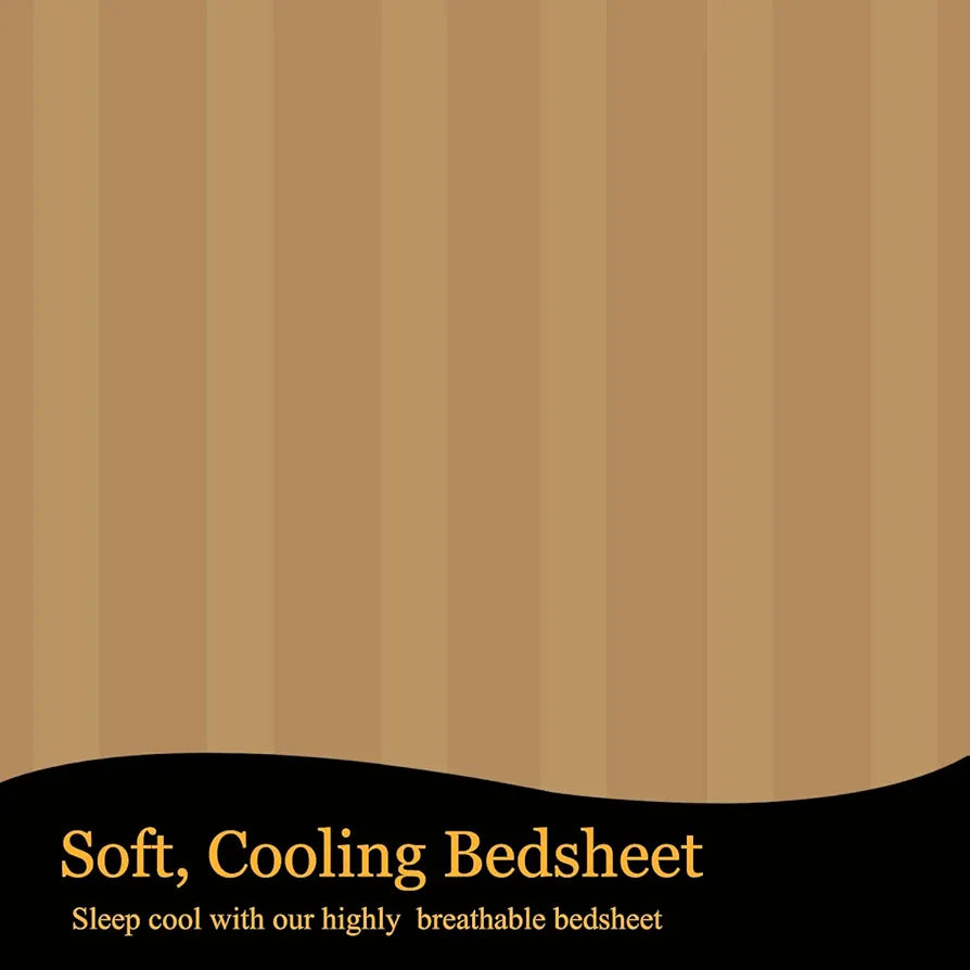 Fresh From Loom Breathable King Size Flat Bedsheets Hotel & Home Double Bedsheet Set With 2 Pillow Covers 144 TC Brown