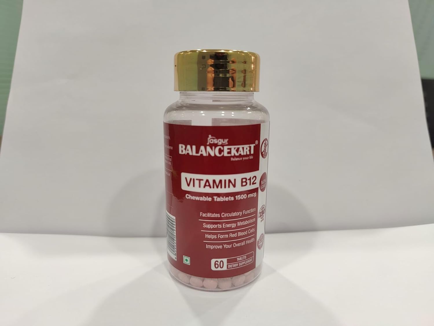 Balancekart Vitamin B12 Supplements for Men & Women, 1500mcg Vitamin B12 Tablets to Improve Red Blood Cell Formation, Boosts Energy Level, 60 Tablets
