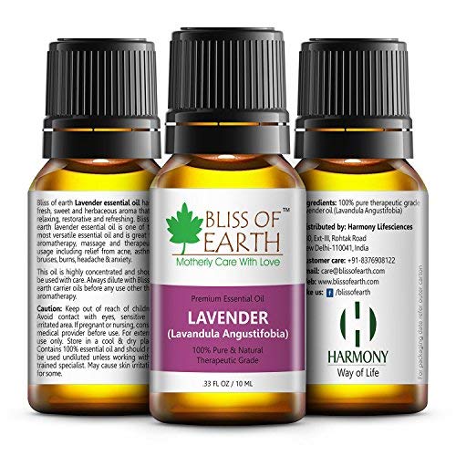 Bliss of Earth Premium Lavender Spain Lavandula Angustifobia Essential Oil - 10 ml Each (Pack of 3)