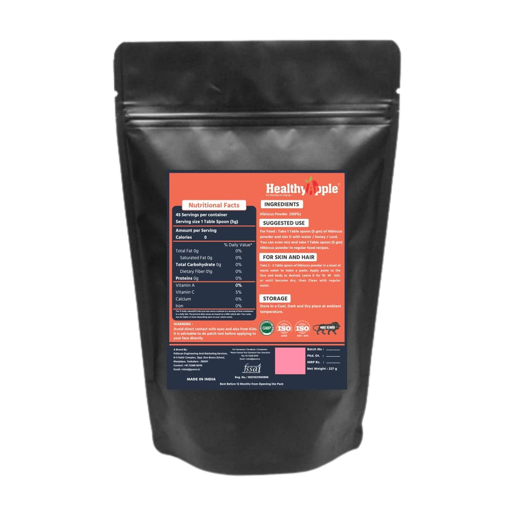 Healthy Apple Pure Edible Hibiscus Powder (227g / 0.5 lb) - Premium Hibiscus Sabdariffa Flower Extract for Refreshing Herbal Tea, Anti-Aging Skincare Face Masks, Hair Growth & Antioxidant Support