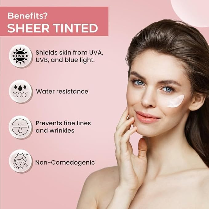 Aveil Sheer Tinted Sunscreen SPF 50 PA +++ - 50 ml (Pack of 2)