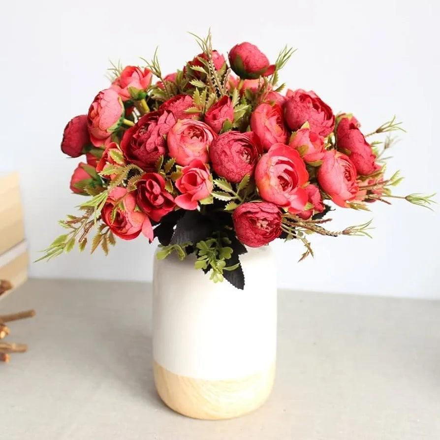 2 Pcs Artificial Rose Flower Sticks Red