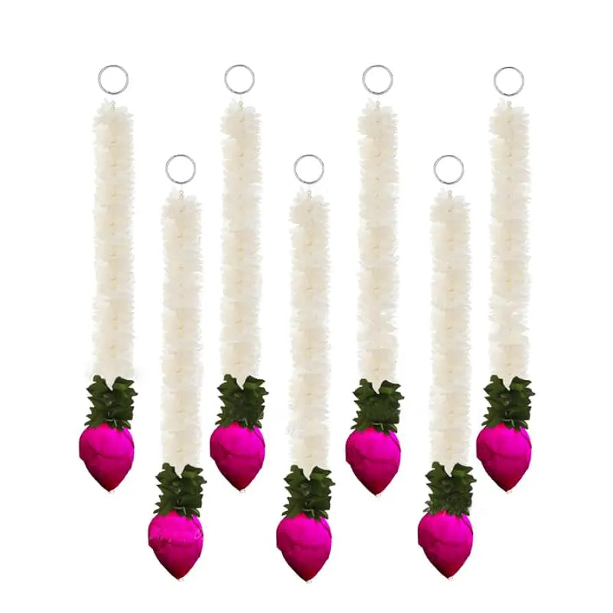 Garlands for Home Decoration Lotus Hangings  Offwhite Fabric & Solawood Lotus Buds
