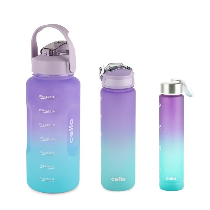 CELLO All Day Set of 3 Pieces Water Bottles (310ml, 790ml, 2085ml)