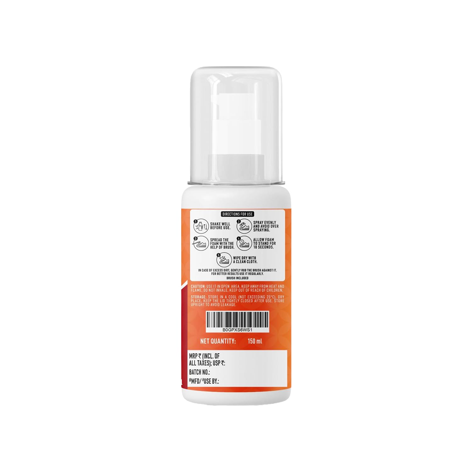 Amazon Brand - Presto! Sports Shoe Cleaner With Brush 150 ml | Removes Tough Stains | No Water Required | Ready To Use