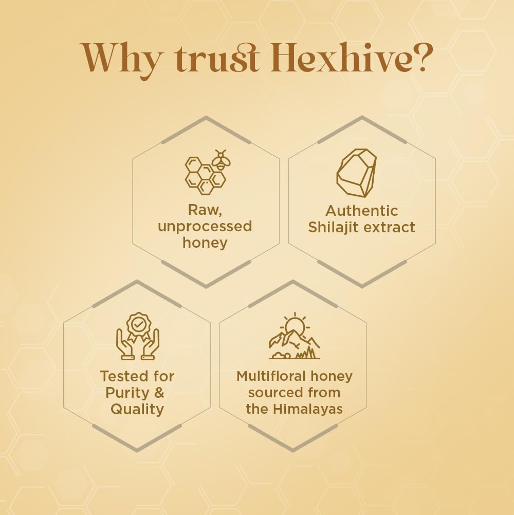 Hexhive Shilajit Honey Cubes | Natural Energy & Stamina Support | Pure Honey Infused with Shilajit | No Added Sugar | Ready-to-Use Cubes for Tea, Coffee & Warm Water | Wellness Snack | 300g