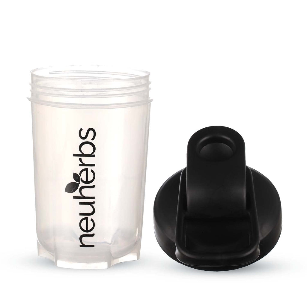 Neuherbs Plastic Gym Protein Shaker Bottle For Protein Shakes With Whisk Ball | Bpa Free| 100% Leak Proof | 400 Ml | Black & White Color, 400 milliliter