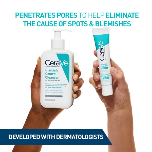 Cerave Blemish Control Cleanser with 2% Salicylic Acid & Niacinamide for Acne Prone Skin, Controls Acne & Spots, Unclog Pores & Reduces Blemishes, 236ml