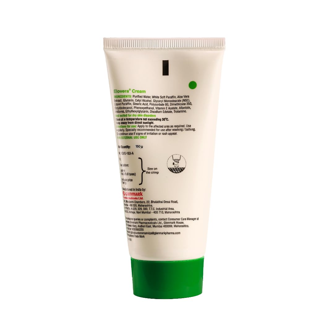 Elovera Moisturising Cream 150g | For Dry Skin | with Aloe Vera & Vitamin E | Protects, Nourishes and Repairs Skin | Paraben Free | Fragrance Free