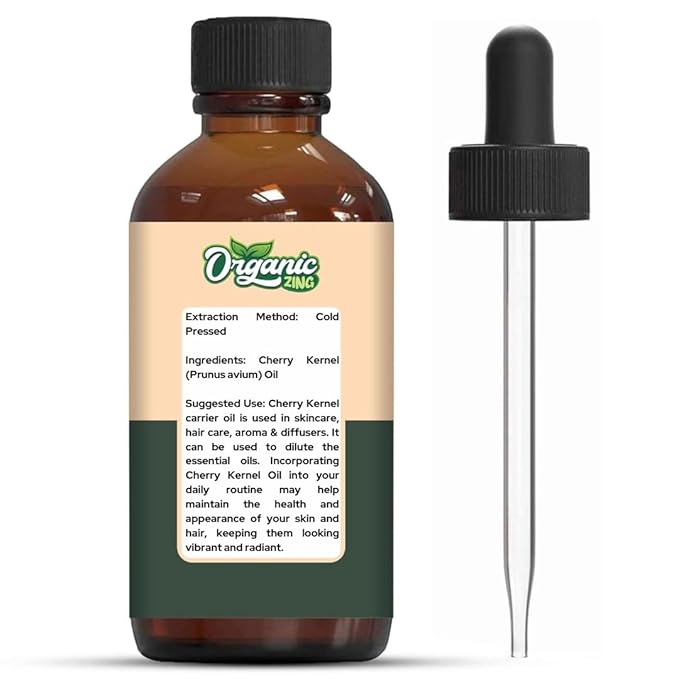 Organic Zing Cherry Kernel (Prunus Avium) Oil | Carrier Oil for Skincare, Hair Care, Aroma & Diffusers - 30 Ml
