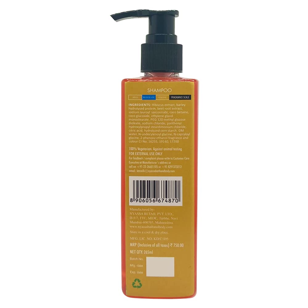 Nyassa Hibiscus Shampoo - 265 Ml | With Hibiscus Extract and Barley Protein
