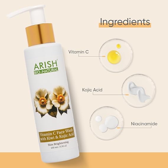 Arish Bio-natural Vitamin C Face Wash for Brightening & Dark Spot Reduction - 100 Ml