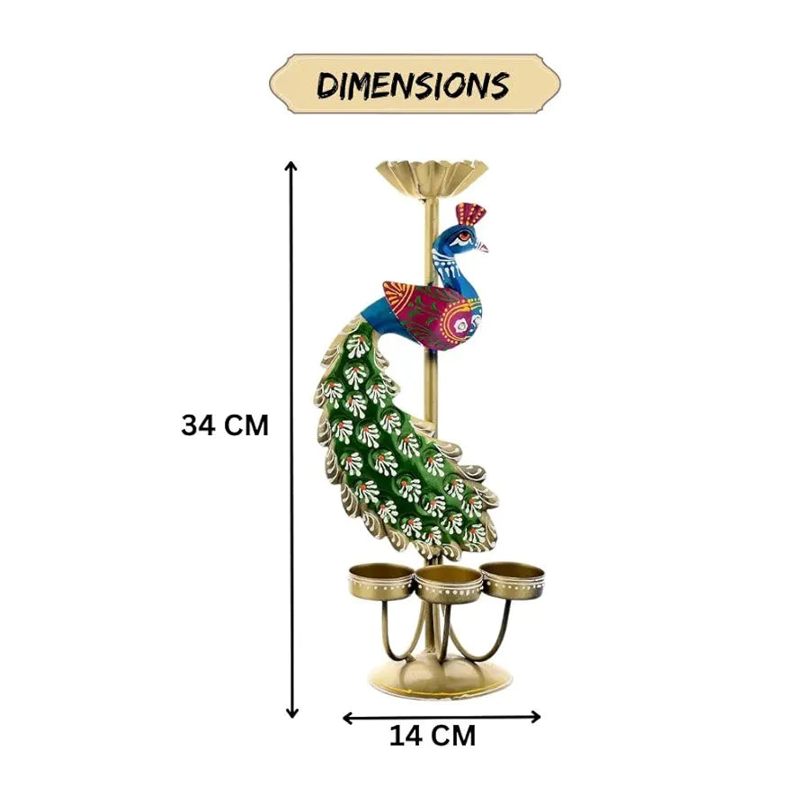 Elegant Metal Peacock Candle Holder Intricate Design Tealight Candle Holders Handpainted Tealight Candle Holder