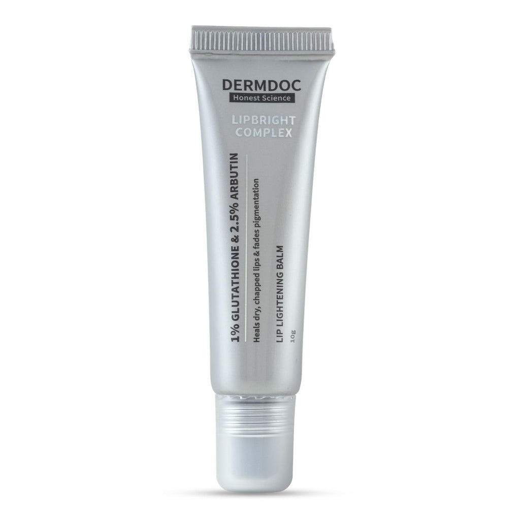 DERMDOC LipBright Treatment with 1% Glutathione + 2.5% Arbutin Lip Balm, 10 gm | Brightens Lip | Reduces Pigmentation | For Dry & Chapped Lips | Lightweight | Non - sticky