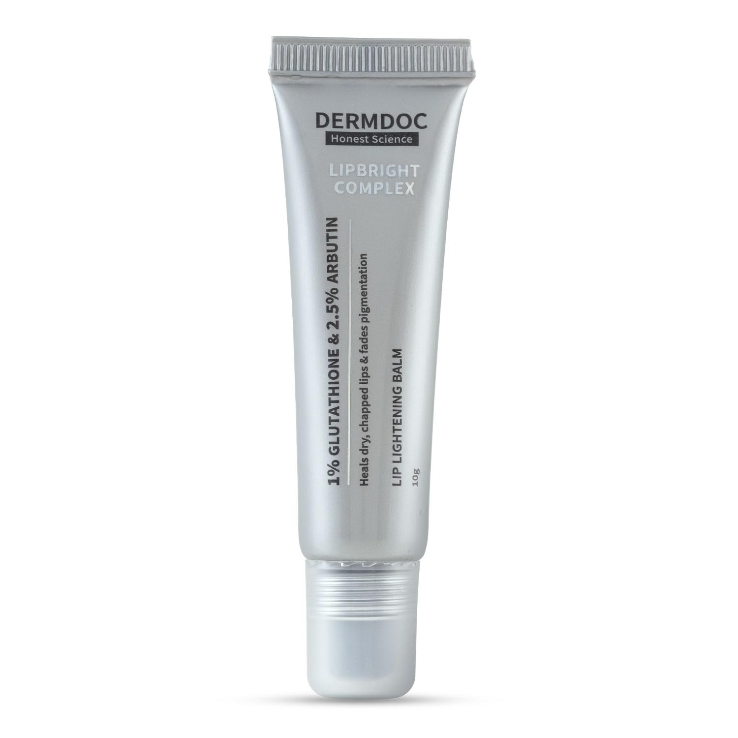 DERMDOC LipBright Treatment with 1% Glutathione + 2.5% Arbutin Lip Balm, 10 gm | Brightens Lip | Reduces Pigmentation | For Dry & Chapped Lips | Lightweight | Non - sticky