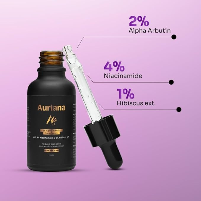 Auriana Advanced Brightening Face Serum with 2% Alpha Arbutin 4% Niacinamide & 1% Hibiscus Extract - 30 ml