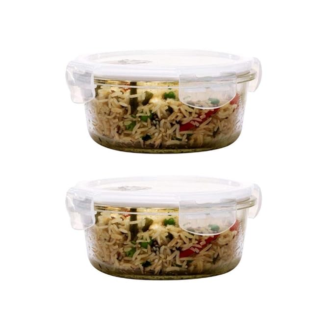 Femora Borosilicate Glass Containers for Kitchen | Storage Box for Kitchen With Air Vent Lid | Set of 3 | 300 Ml