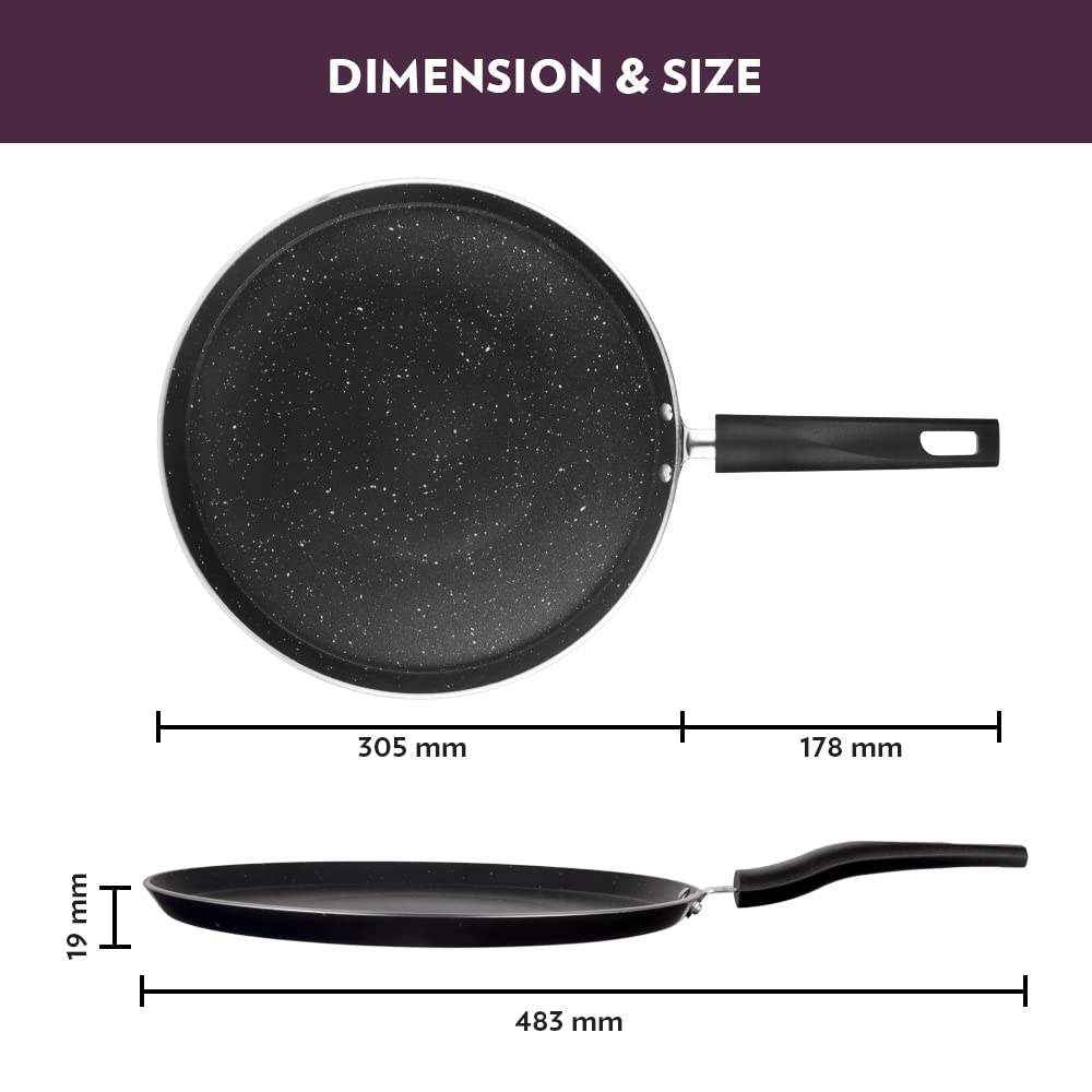 Borosil Granito Non-stick Flat Tawa | Induction Friendly | Granite Finish | Pfoa-free | 30 Cm Diameter