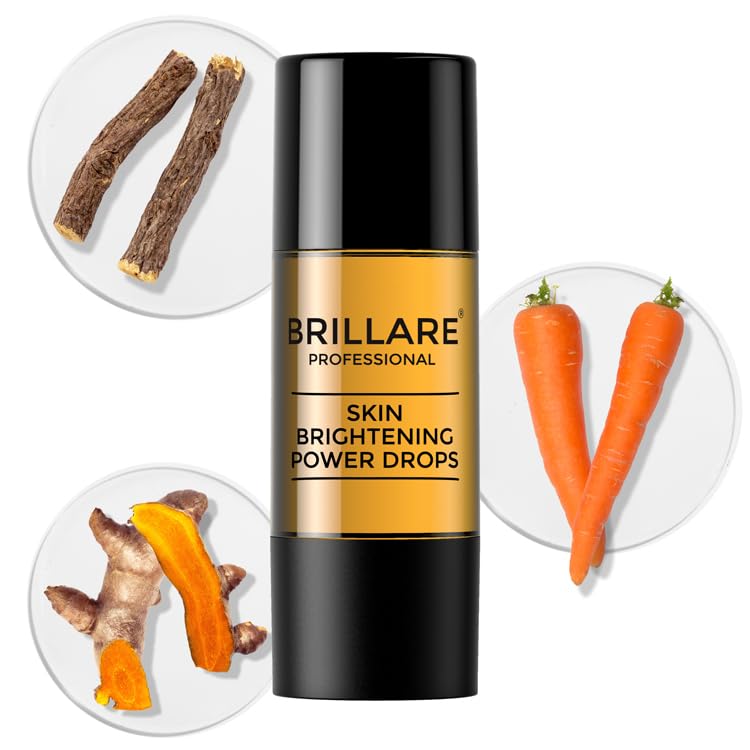 Brillare Professional Skin Brightening Power Drops, 100% Natural Face Serum With Rosehip and Sandalwood (15 ML), Zero Chemicals