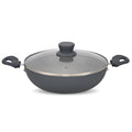 NAVRANG Cookware Aluminium Kadhai 22cm with Glass Lid