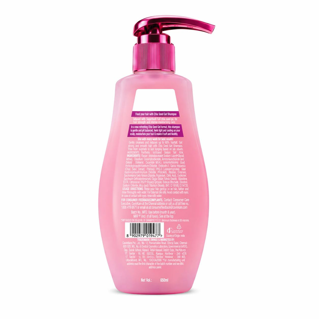 Nyle ++ Chia Seed Gel Shampoo | Infused with Real Chia Seed Gel | Refreshing Gel Format | Reduces up to 98% Hairfall | Intense Moisturising & Hair Strength | 650ml