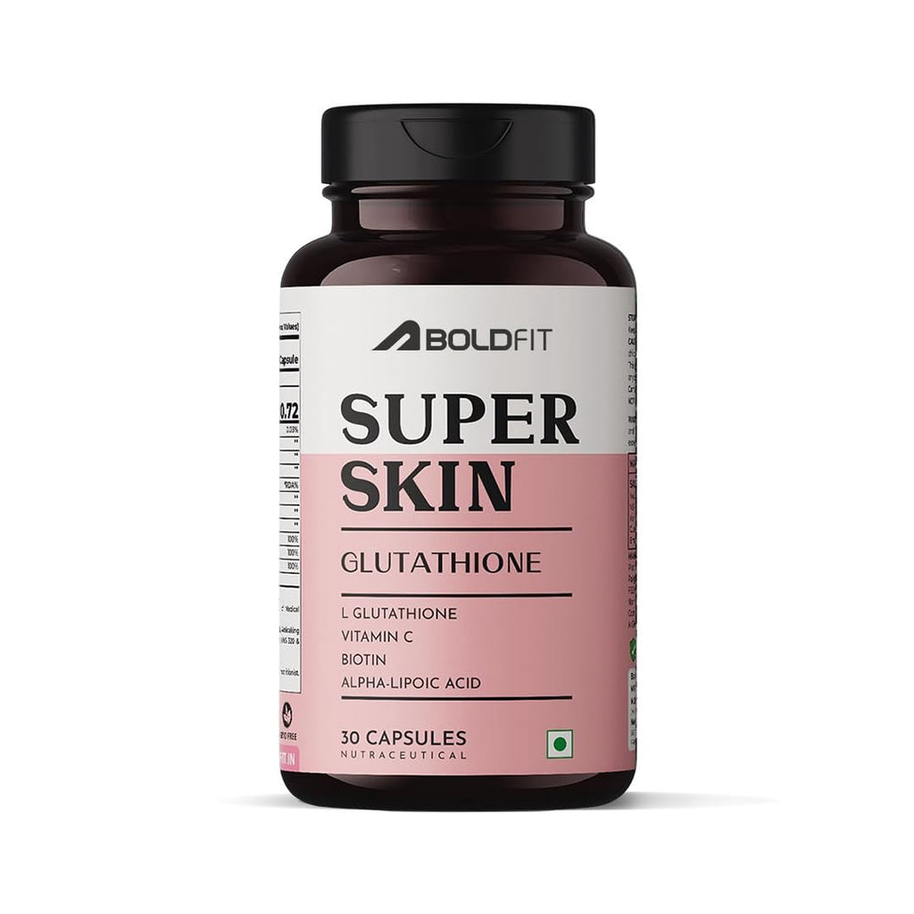 Boldfit Glutathione 400mg with Vitamin C & E, Biotin, Grape Seed Extract L-Glutathione Supplement for Women & Men for Skin Care, Immunity & Liver Detox â€“ 30 Capsules