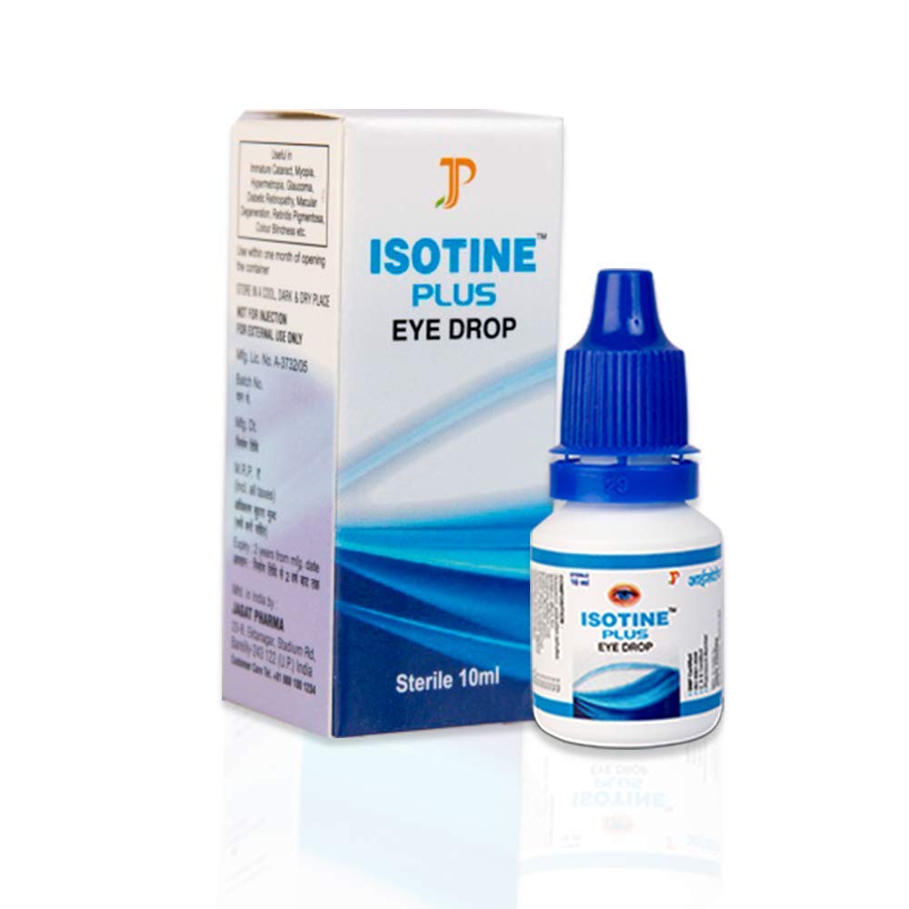 ISOTINE PLUS EYE DROP Jagat Pharma Isotine Plus for Serious Problems with goodness of Ayurvedic herbs -Amla, Chandan, Ashwagandha & palash |100% Ayurvedic,  10ml