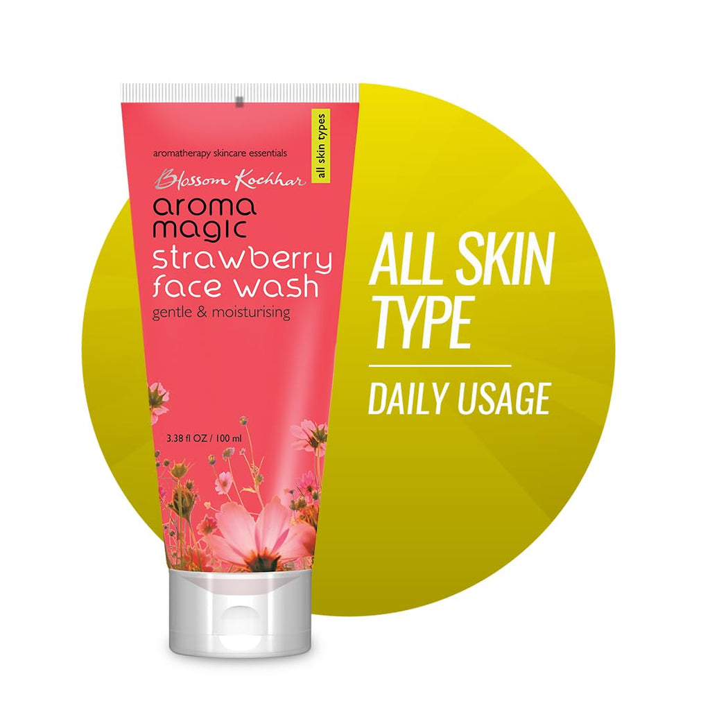 Aroma Magic Moisturizing Strawberry Face Wash | with Aloe Vera Extract & Ylang Ylang Essential Oil | All Skin - 100 ml | For men & women | Pack of 1